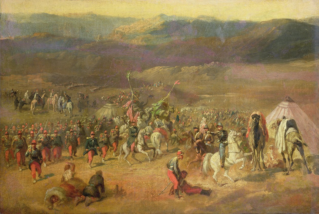 Die Gefangennahme des Gefolges von Abd-el-Kader (1808-83) oder, Die Schlacht von Isly am 14. August 1844, 1844-63 von Emile Jean Horace Vernet