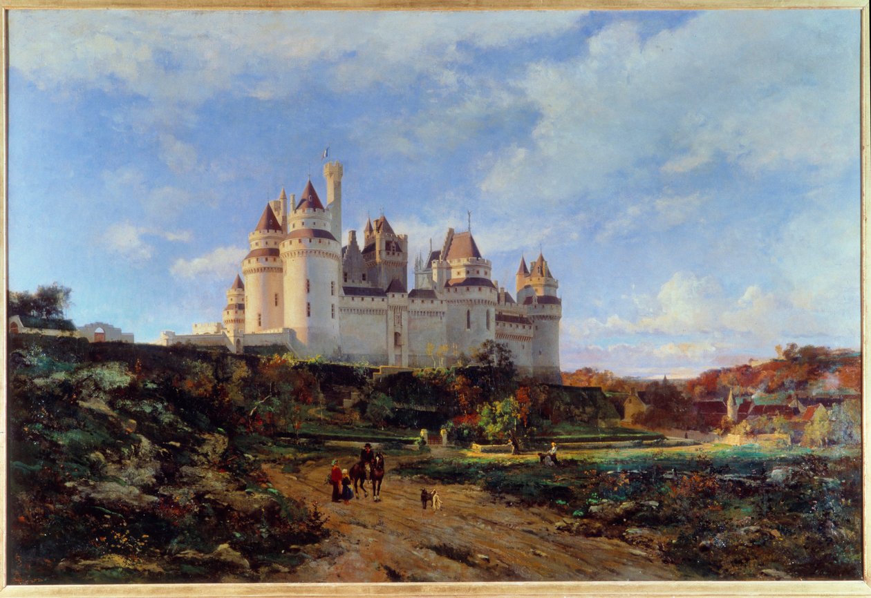 Ansicht des Schlosses von Pierrefonds in der Oise. Gemälde von Emmanuel Lansyer (1835-1893) 19. Jahrhundert Beauvais, Musée Départemental de l