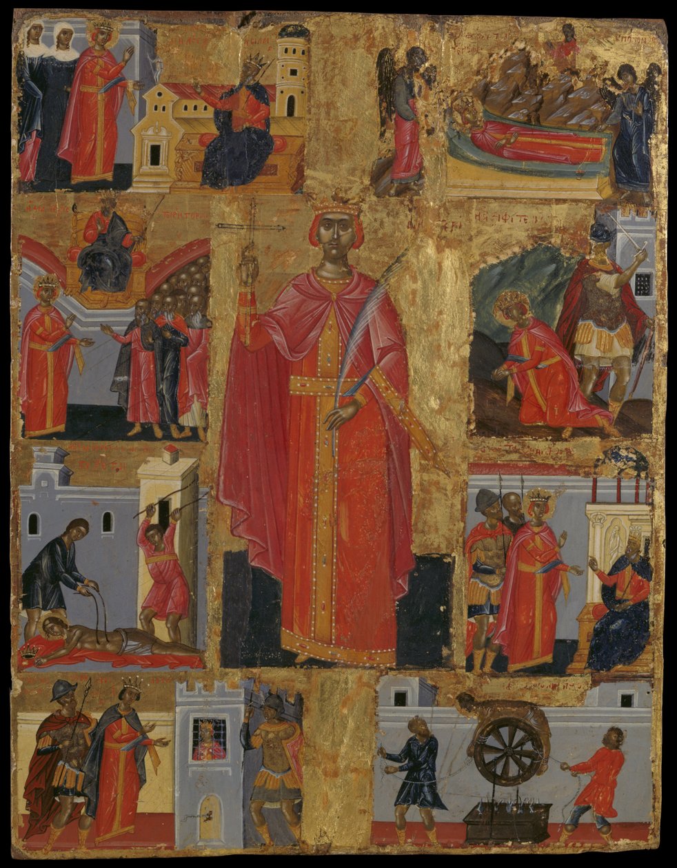 Ikone der Heiligen Katharina mit Szenen aus ihrem Leben von Emmanuel Tzanes
