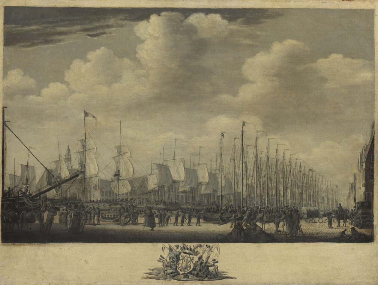 Die Flotte im Hafen von Vlissingen, 1804 von Engel Hoogerheyden