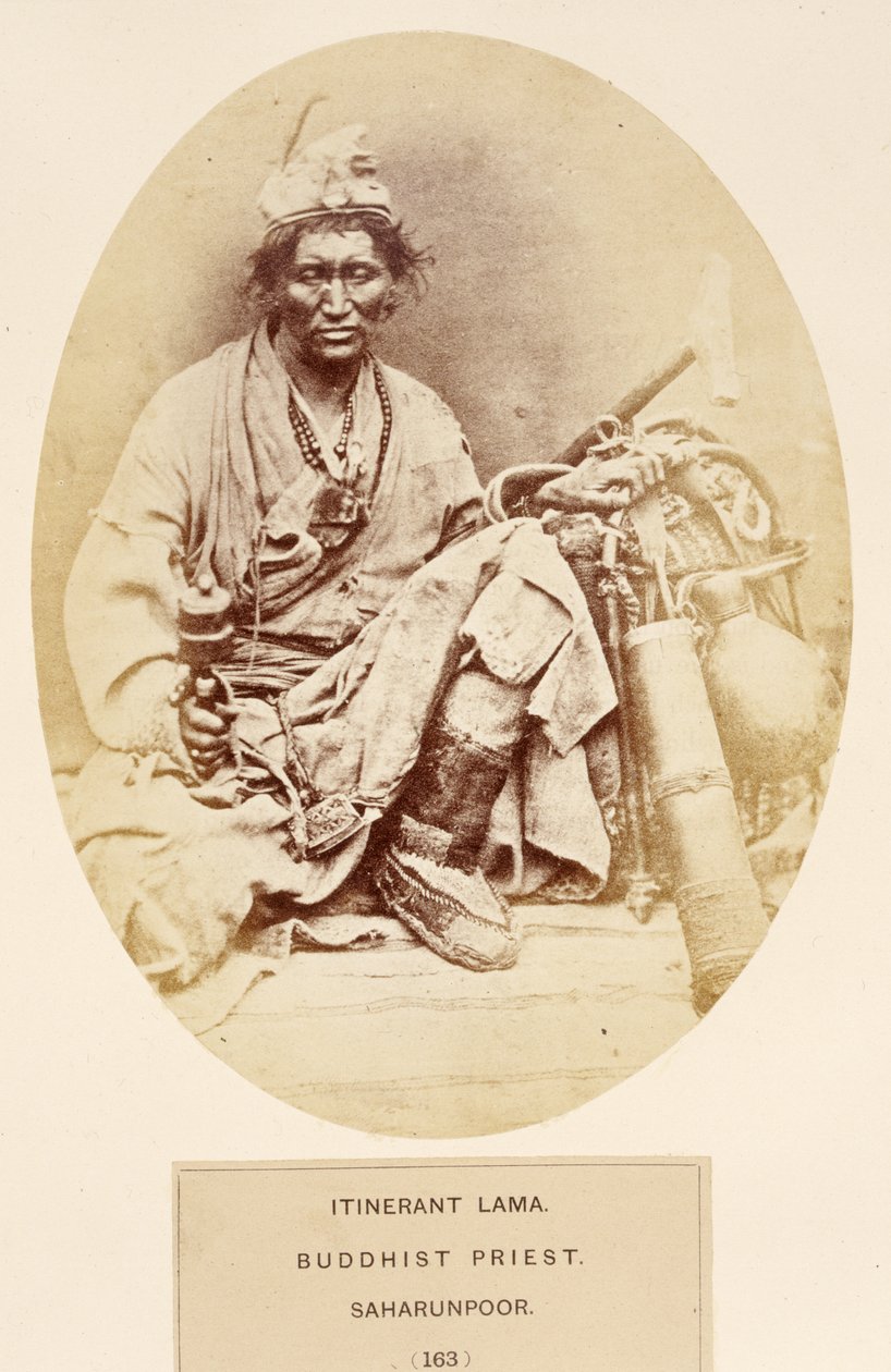 Wandernder Lama, buddhistischer Priester, Saharunpoor, aus Die Völker Indiens, von J. Forbes Watson, veröffentlicht 1868 von English Photographer