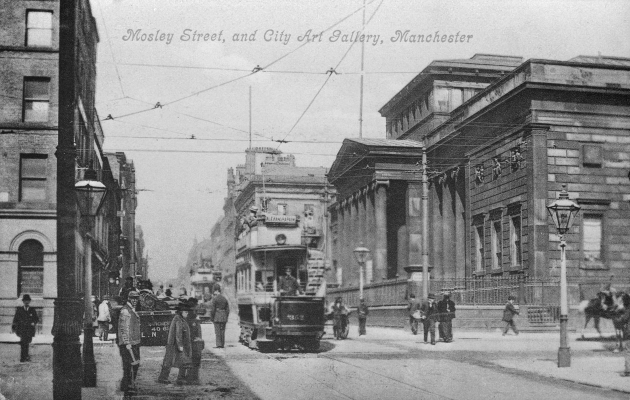 Mosley Street und City Art Gallery, Manchester, ca. 1910 von English Photographer