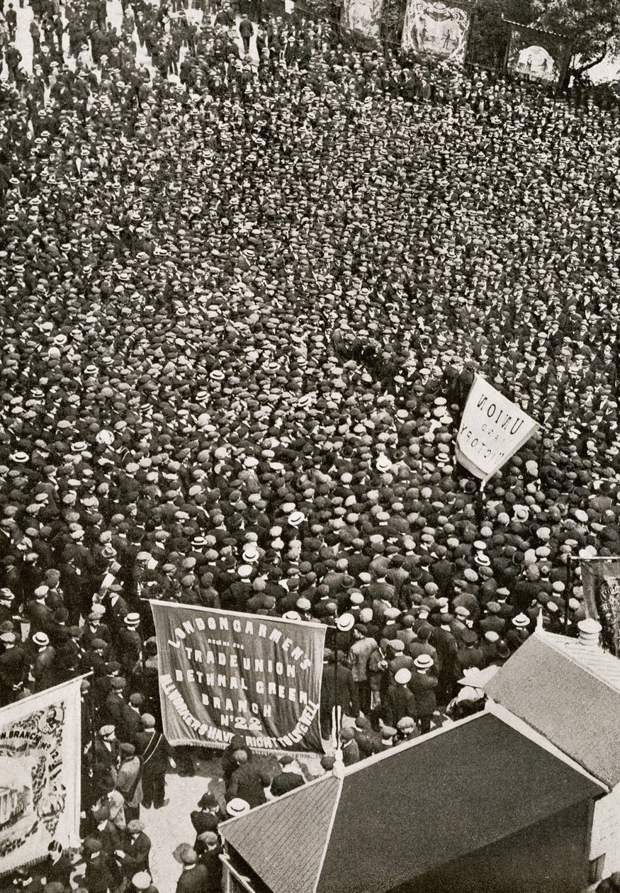 Demonstration im Freien während des Transportstreiks, 1912, aus 