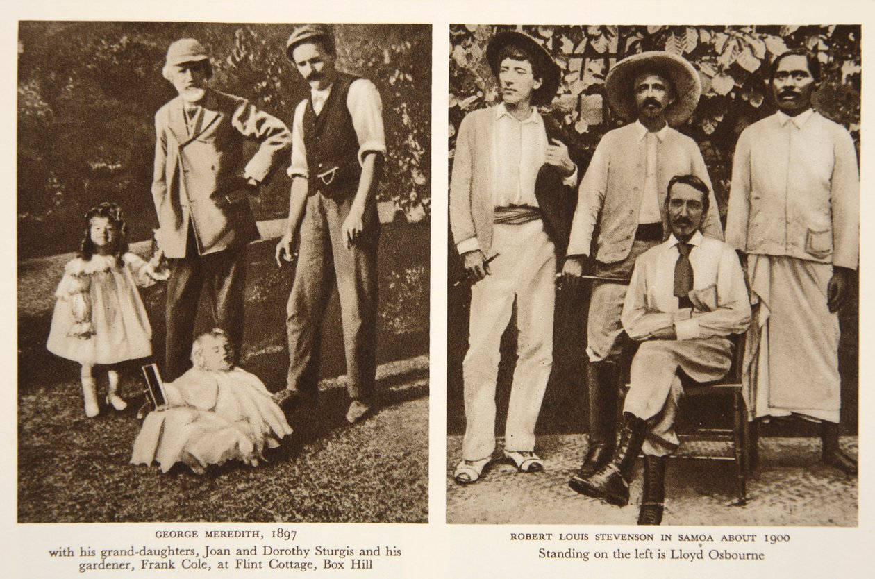 Porträts von George Meredith und Robert Louis Stevenson, Fotografien aus The Times, 1890er Jahre von English Photographer