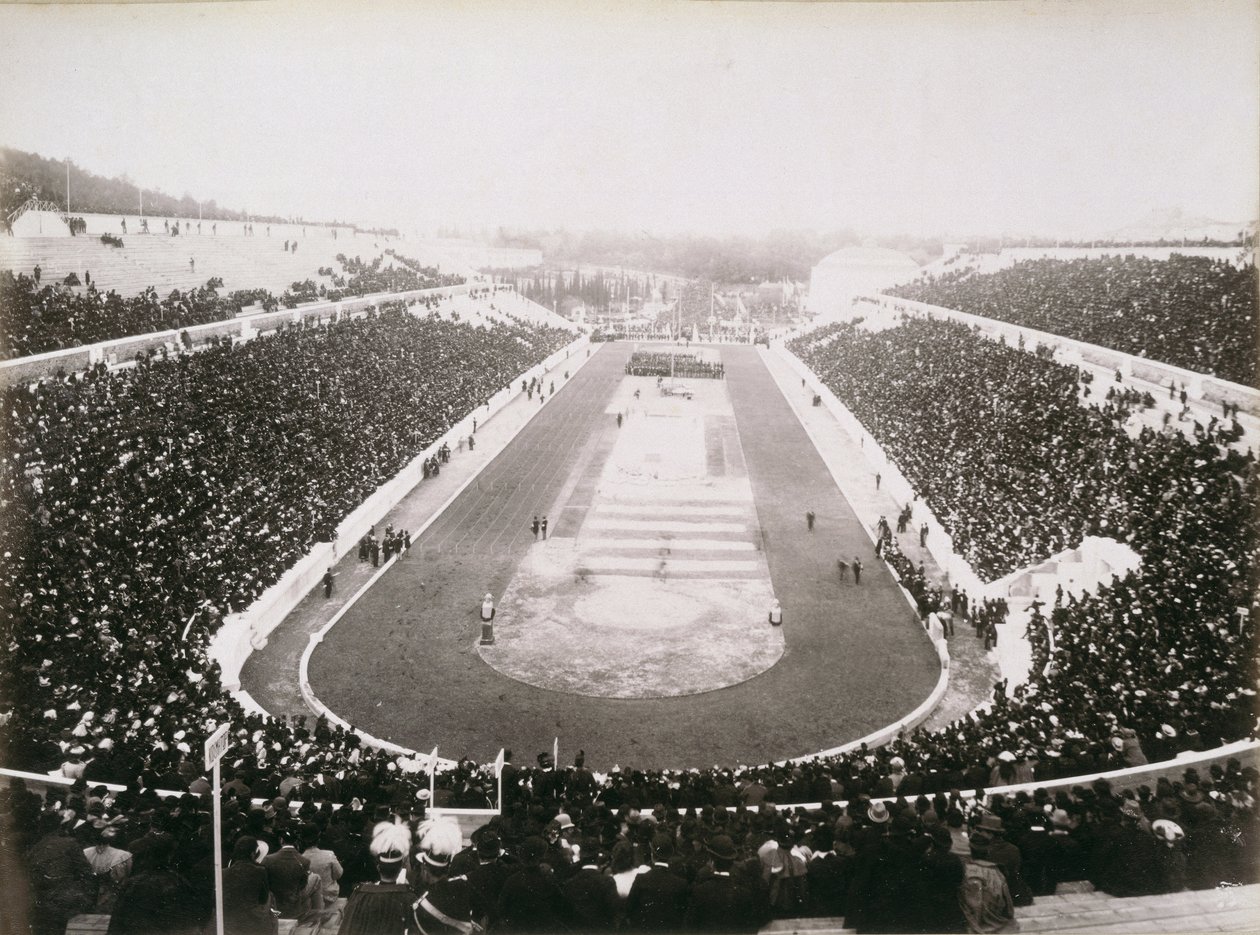 Blick auf die ersten offiziellen Olympischen Spiele in Athen, 1896 von English Photographer