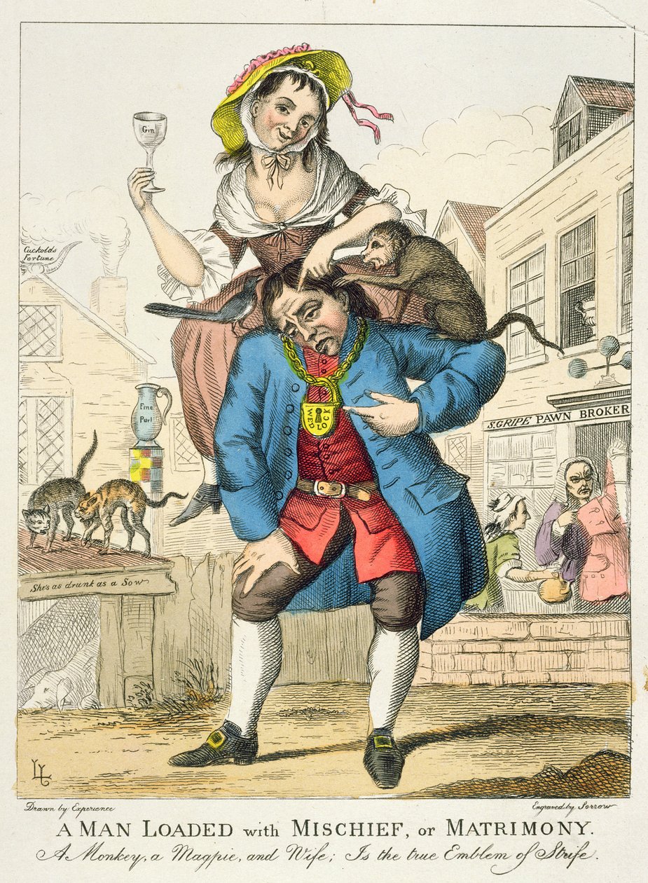 Ein Mann beladen mit Unheil oder Ehe, um 1766 von English School