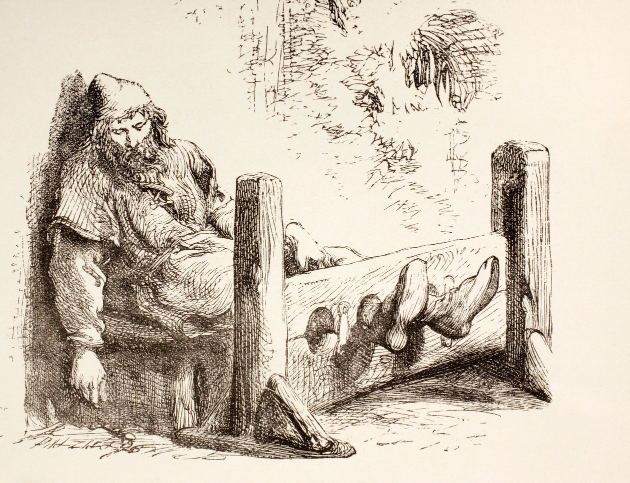 Ein Mann im Pranger, 1890 von English School