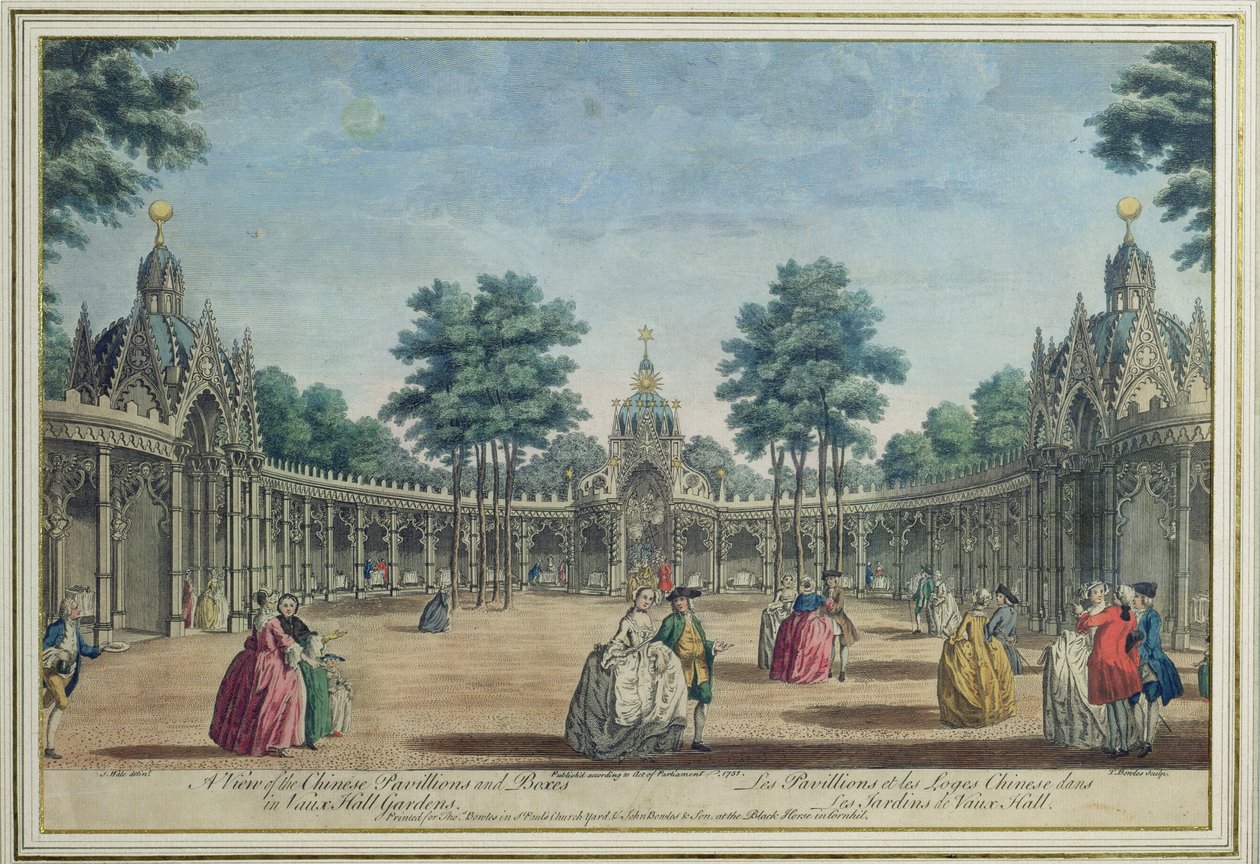 Ansicht der chinesischen Pavillons und Boxen in den Vauxhall Gardens, 1751 von English School
