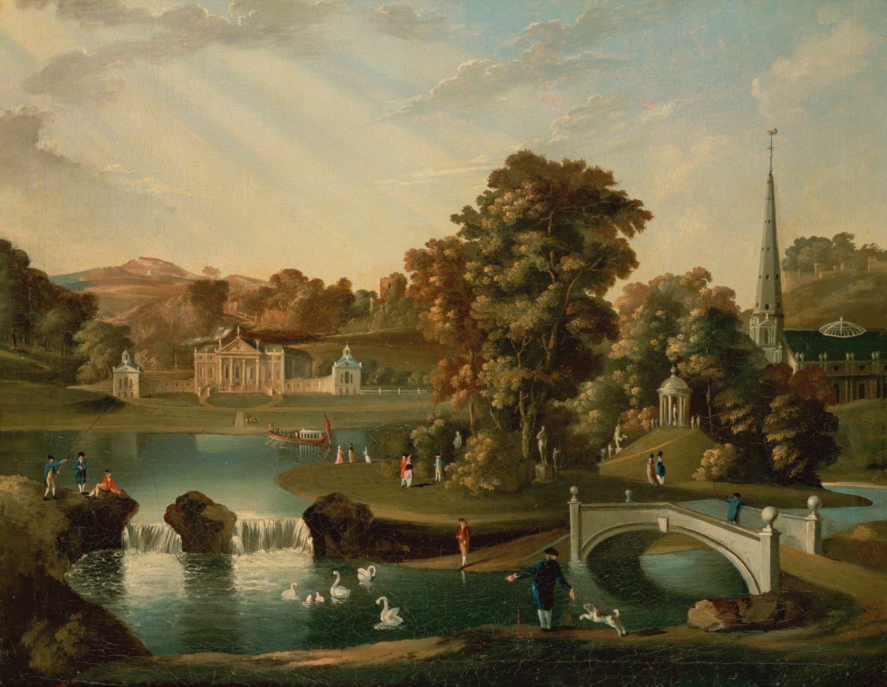 Blick auf Duncombe Park in North Yorkshire vom See aus von English School