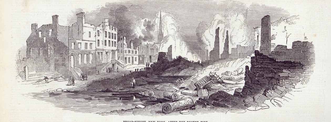 Broad-street, New York, nach dem jüngsten Brand, aus 