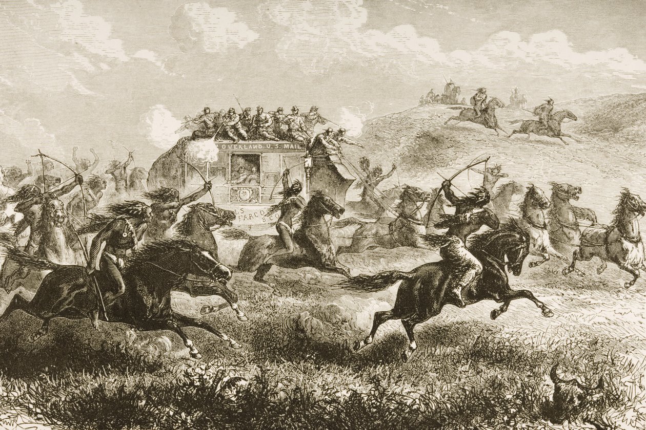 Transport der US-Post über die Sierra Nevada im Jahr 1860, aus 