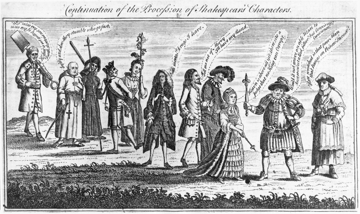 Fortsetzung der Prozession von Shakespeares Charakteren während der Jubiläumsfeierlichkeiten, 1769 von English School