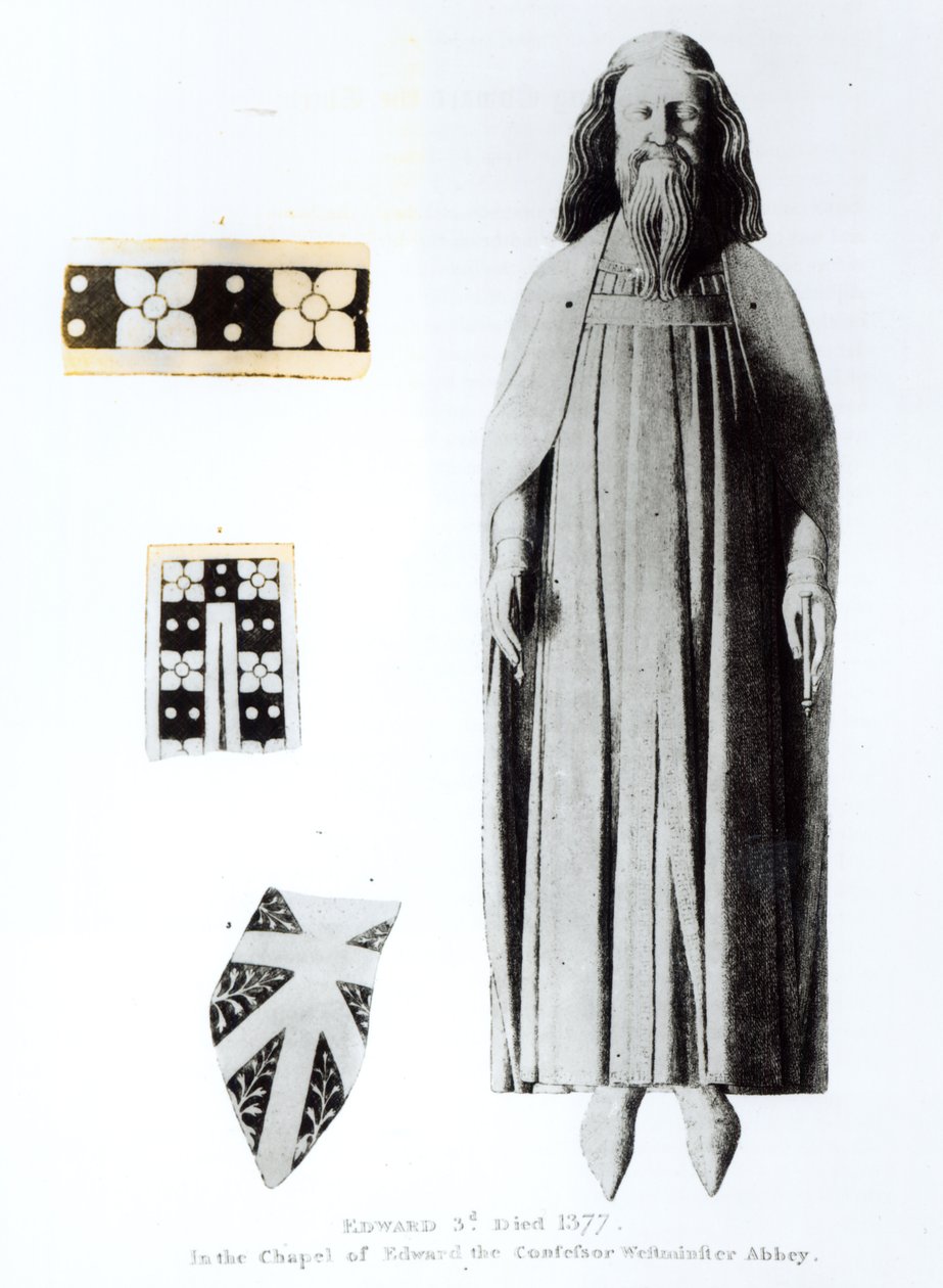 Abbild von Edward III. (1312-77) in der Kapelle von Edward dem Bekenner, Westminster Abbey, veröffentlicht 1811 von English School