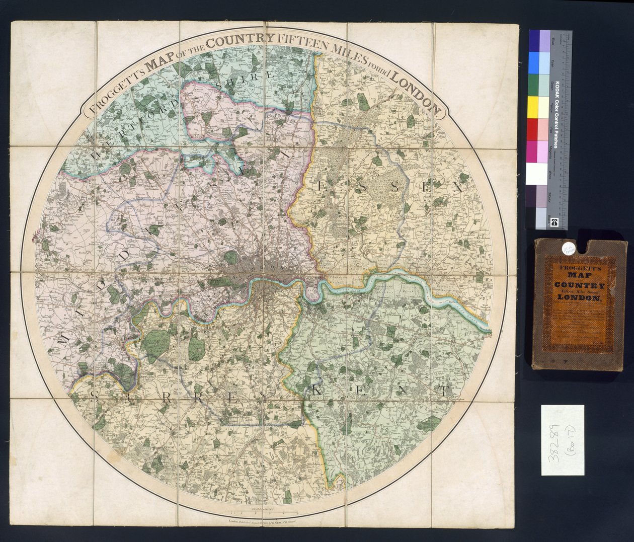 Froggetts Karte des Landes fünfzehn Meilen um London, 1833 von English School