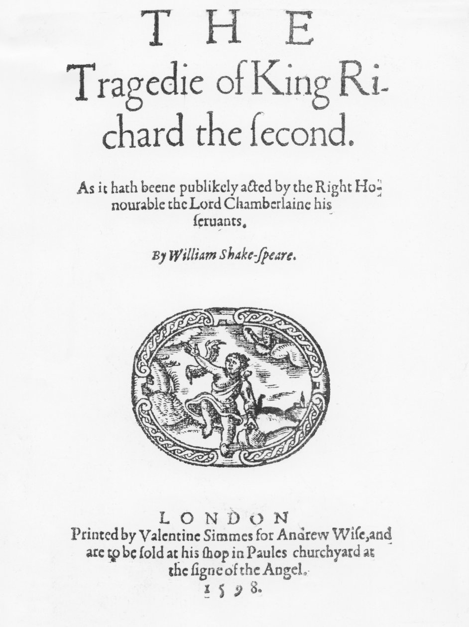 Frontispiz für The Tragedy of King Richard the Second, von William Shakespeare, 1598 von English School