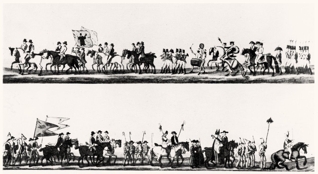Großes Fest der Wollkämmer, Kammhersteller und Färber in Darlington, 3. Februar 1825 von English School