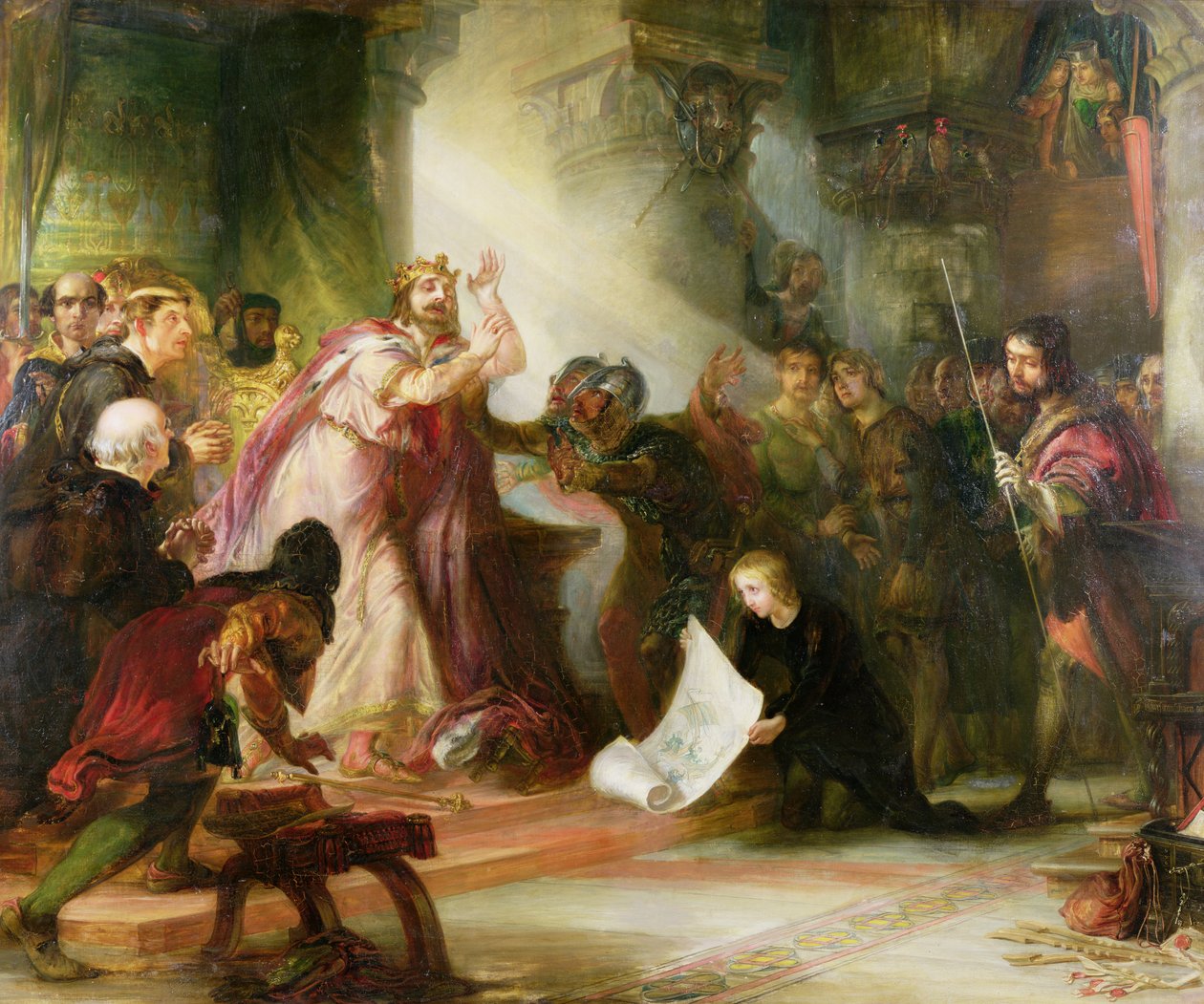 Heinrich I. erhält Nachricht vom Ertrinken seines Sohnes im Weißen Schiff von English School