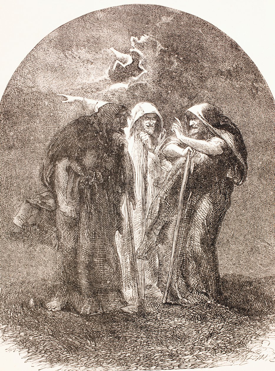 Illustration der Hexen aus Macbeth, aus 