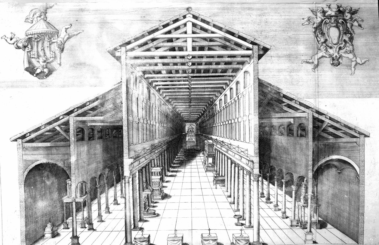 Innenraum des alten St. Peter, Rom von English School