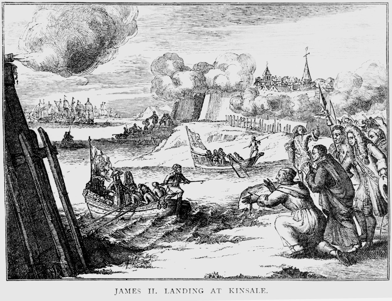 James II (1633-1701) landet in Kinsale, 12. März 1689 von English School
