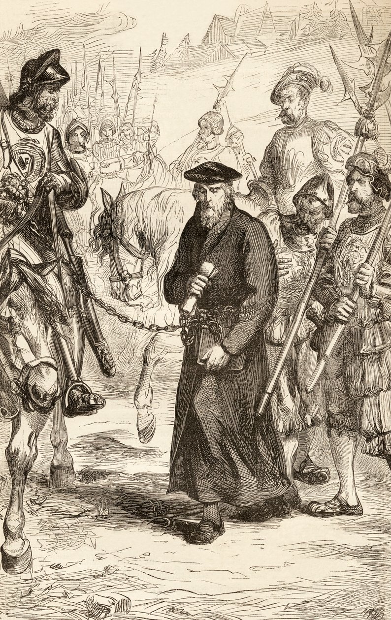 Hieronymus von Prag in Ketten auf dem Weg ins Gefängnis, ca. 1865 von English School