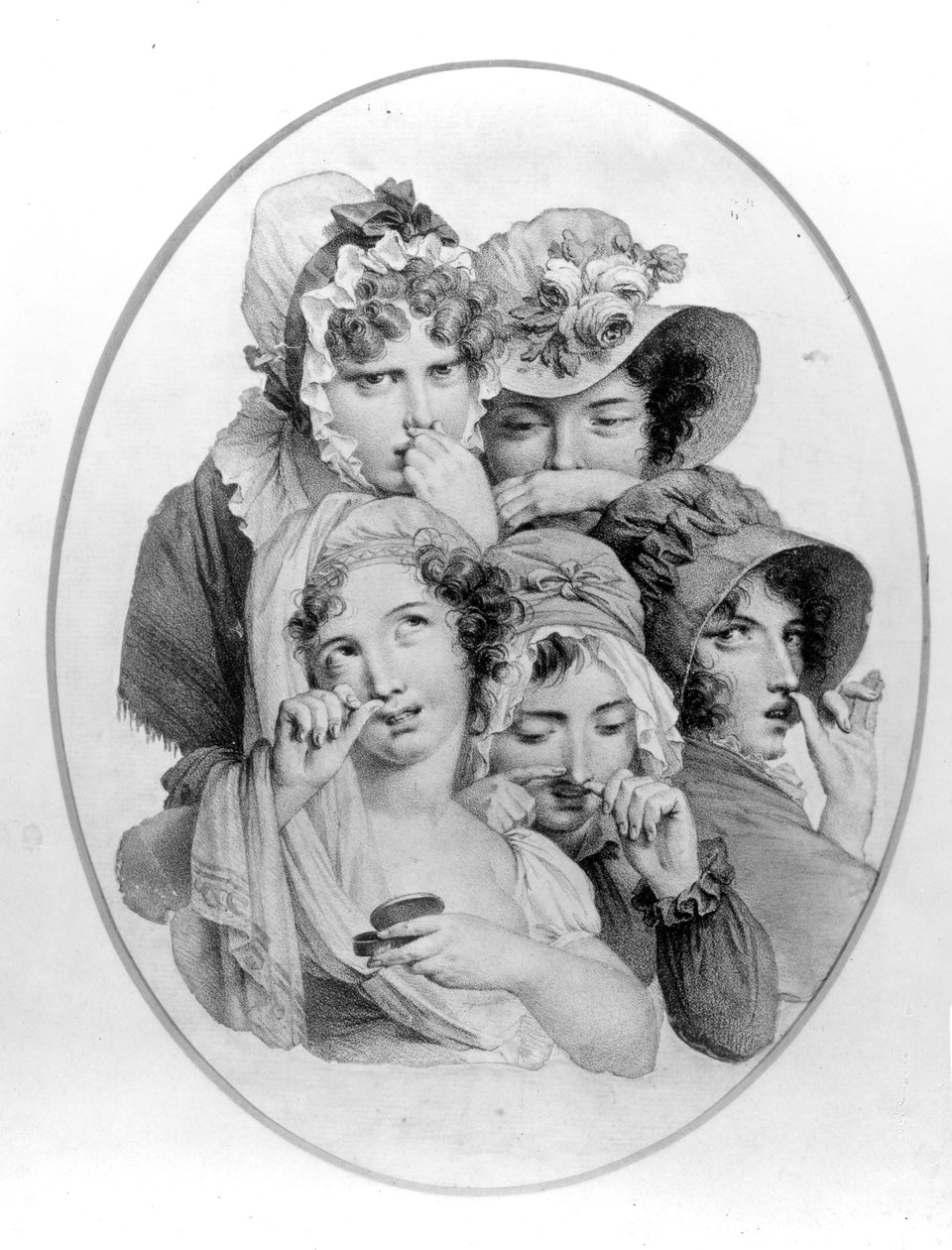 Damen, die Schnupftabak nehmen, ca. 1800 von English School