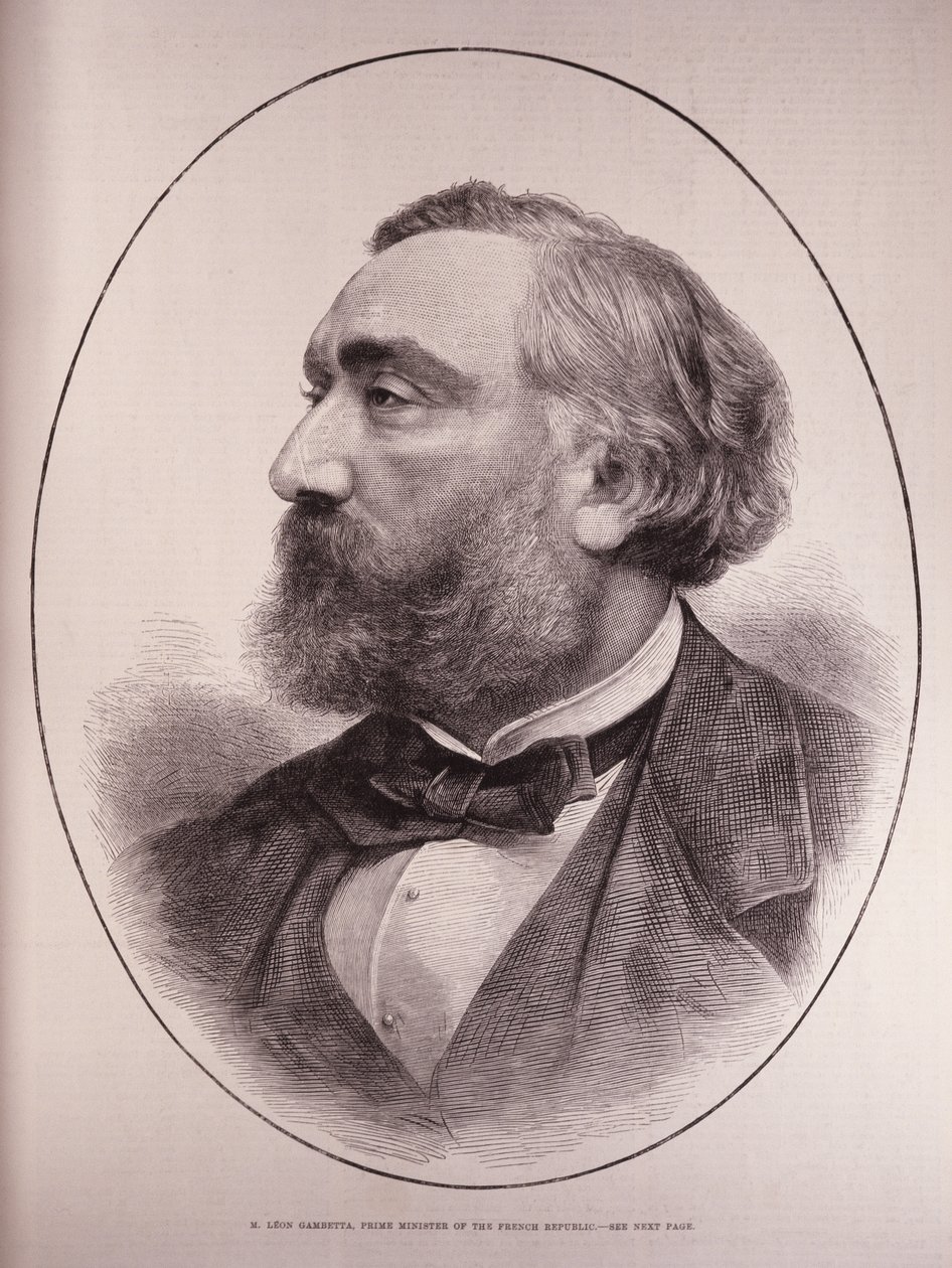 Leon Gambetta (1838-82), Premierminister der Französischen Republik, aus The Illustrated London News, 12. März 1881 von English School