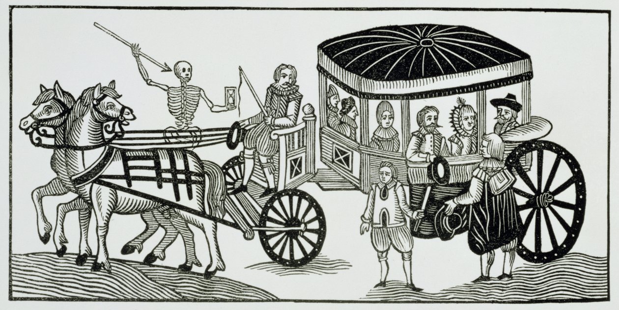 Londoner fliehen aufs Land, um der Pest zu entgehen, 1630 von English School