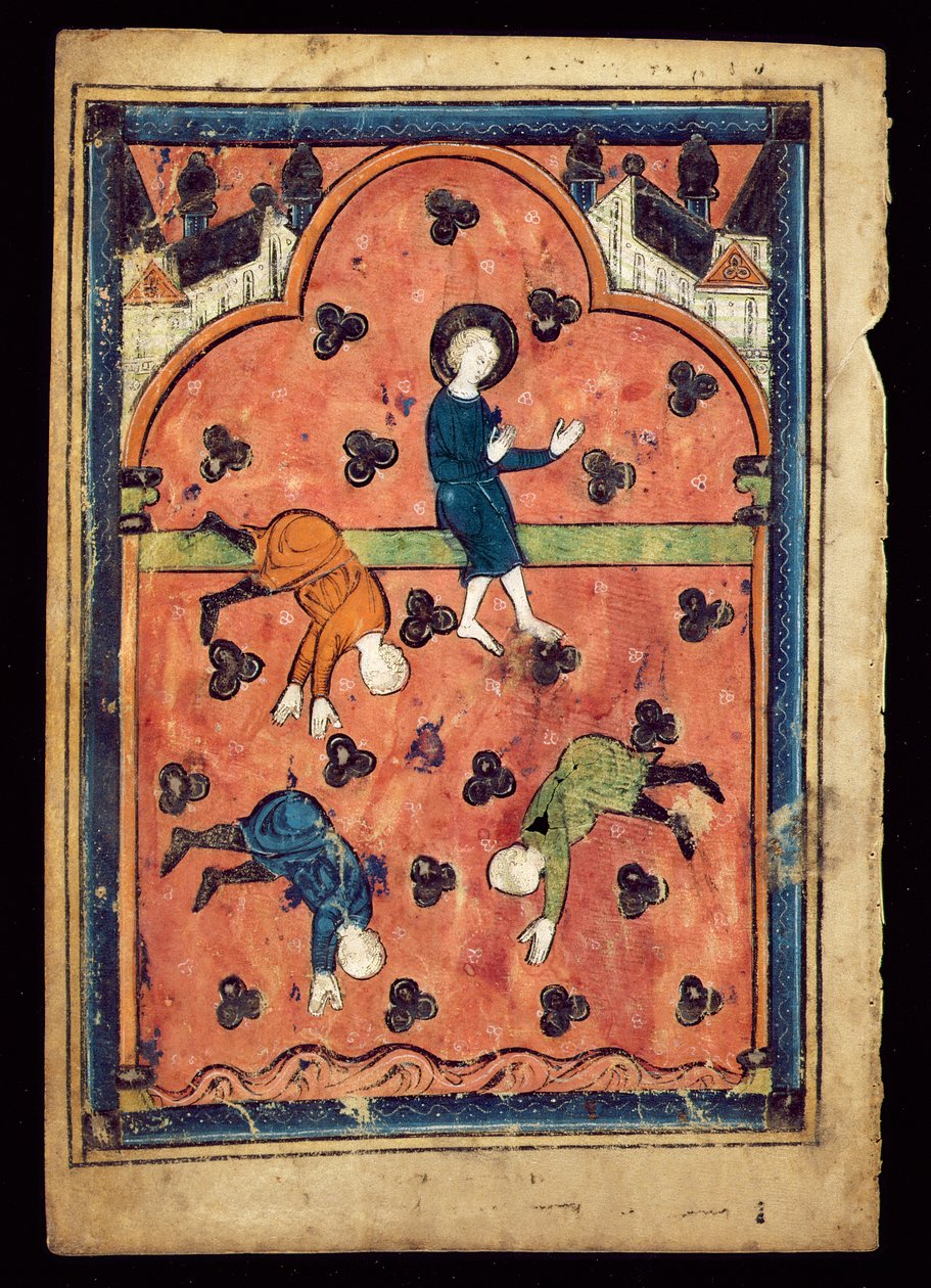 MS 1148-1993v Apokryphe Geschichte des Jesuskindes, das auf einem Sonnenstrahl reitet, Blatt aus einem Psalter von English School