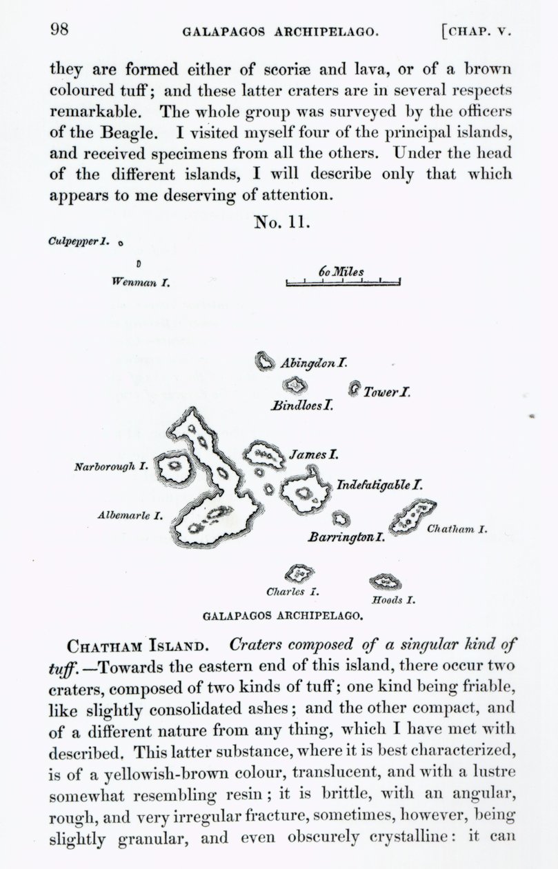Karte des Galapagos-Archipels, 1844 von English School