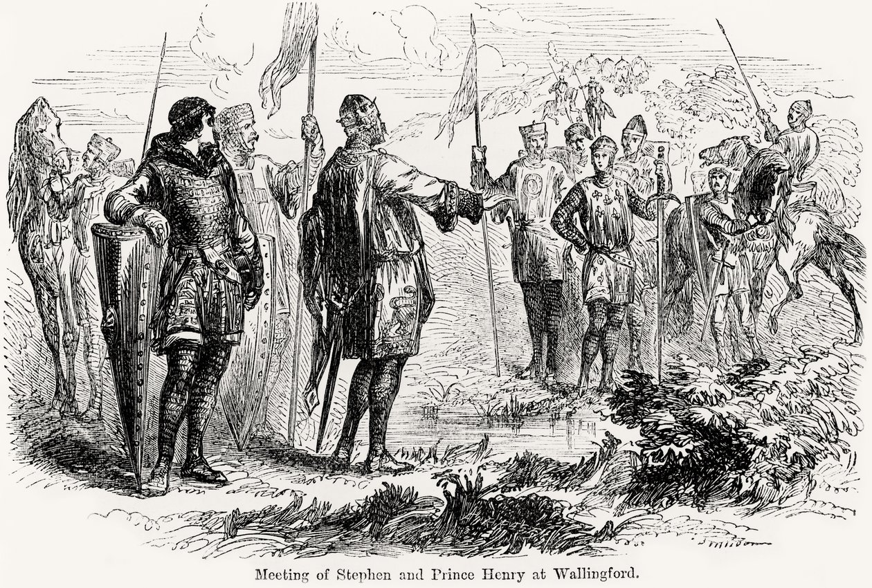 Treffen von Stephan von Blois (ca. 1097-1154) und Prinz Heinrich von Anjou (1133-89) in Wallingford von English School