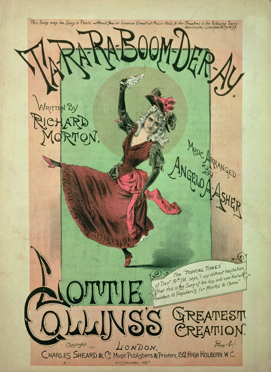 Musikcover für Ta-Ra-Ra-Boom-Der-Ay, veröffentlicht von Charles Sheard & Co, 1891 von English School