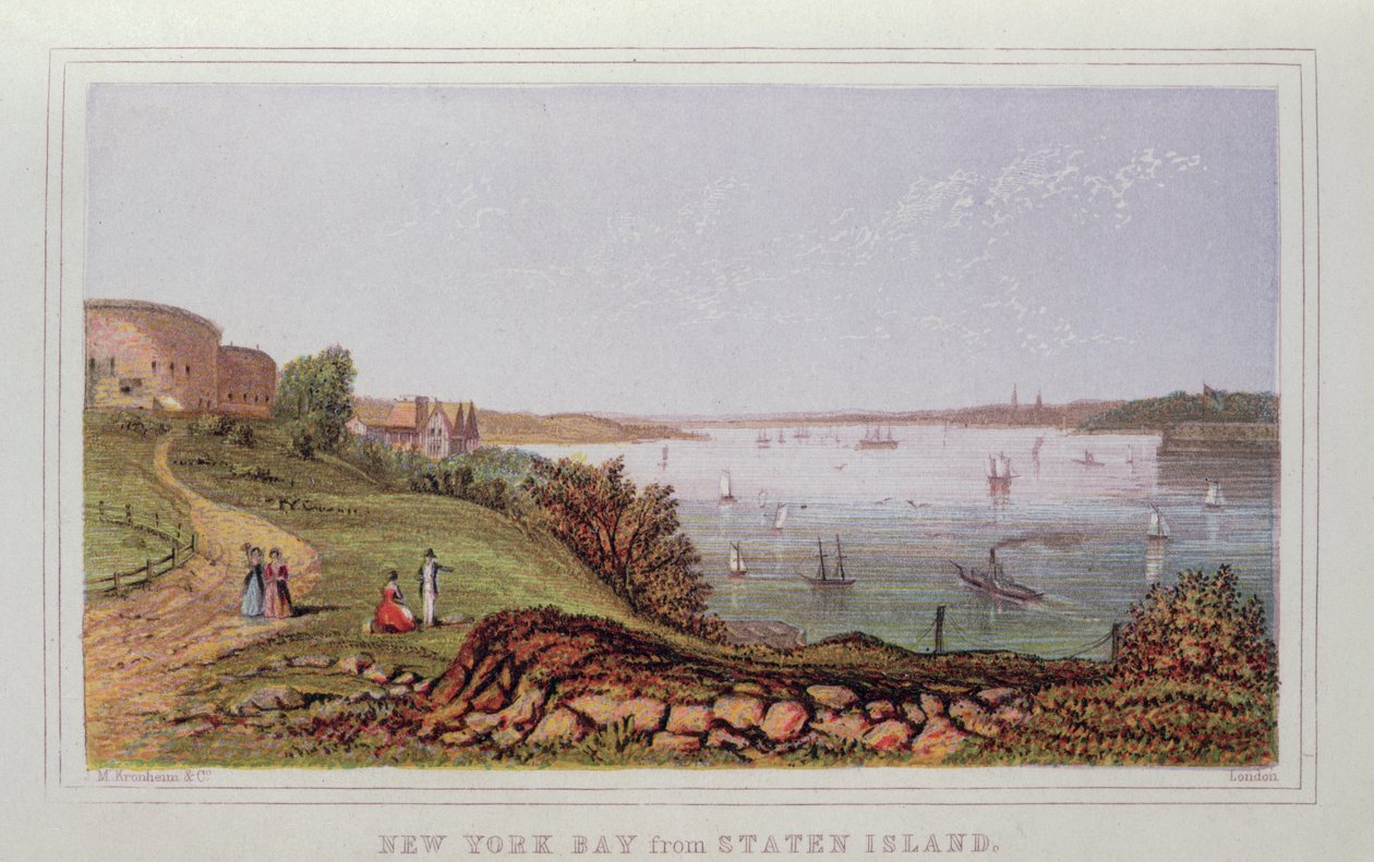 New York Bay von Staten Island, graviert von M. Kronheim und Co., London von English School