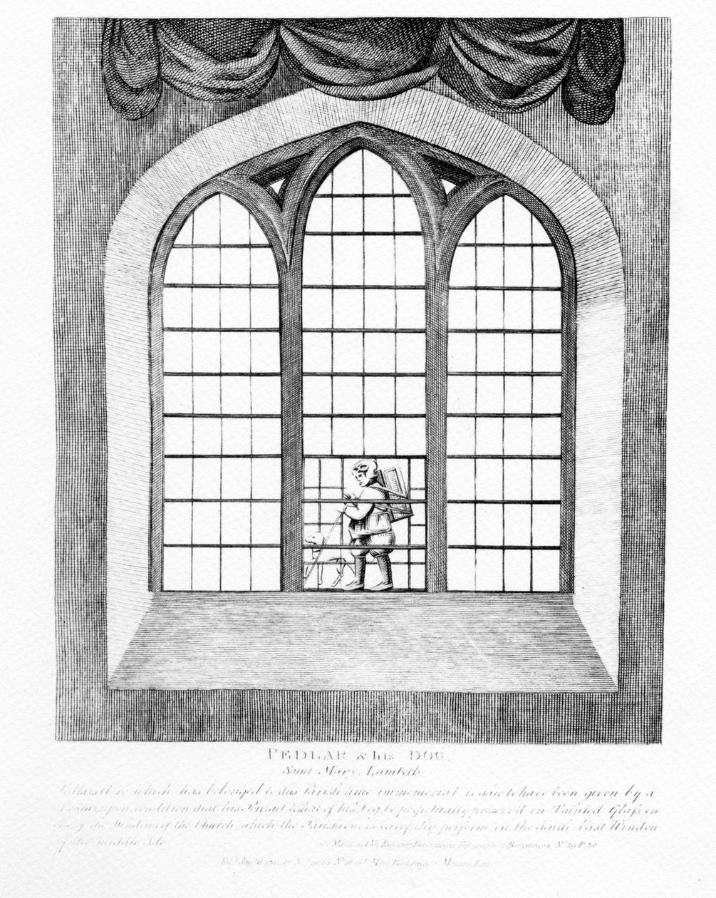 Hausierer und sein Hund, Saint Mary Lambeth, 1791 von English School