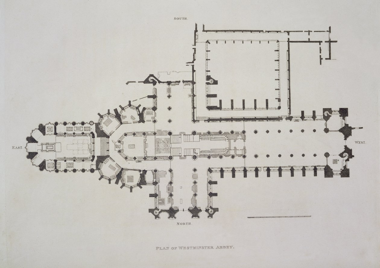 Plan der Westminster Abbey, Tafel 1 aus Westminster Abbey, veröffentlicht von Rudolph Ackermann (1764-1834), 1812 von English School