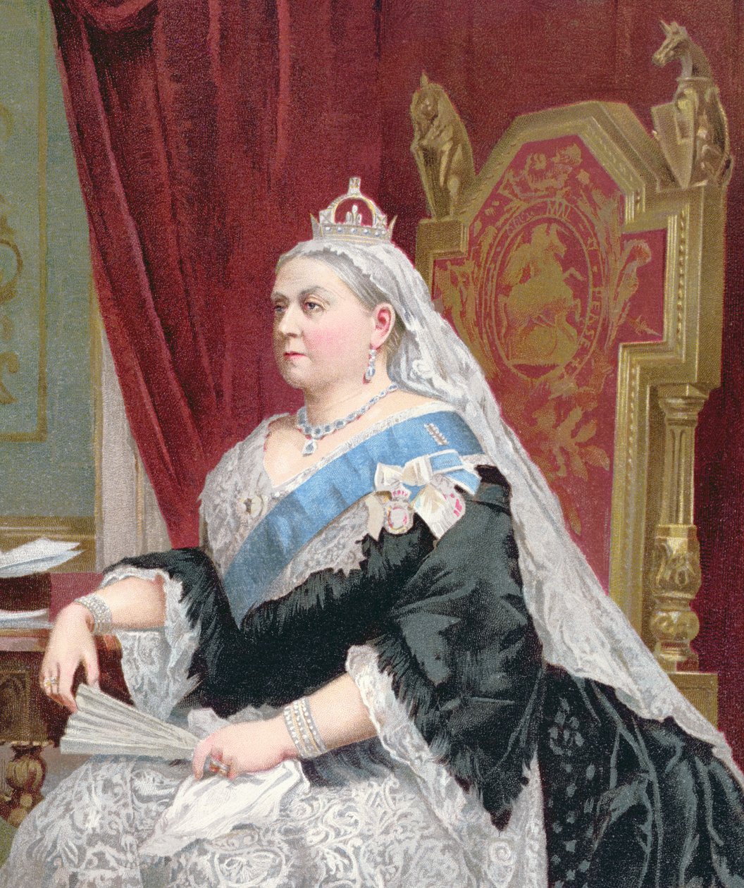 Porträt von Königin Victoria (1819-1901) zur Zeit ihres Goldenen Jubiläums 1887 (Detail) von English School