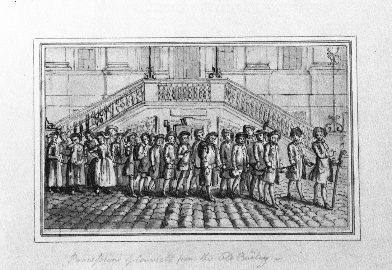 Prozession der Sträflinge vom Old Bailey, um 1750-1800 von English School