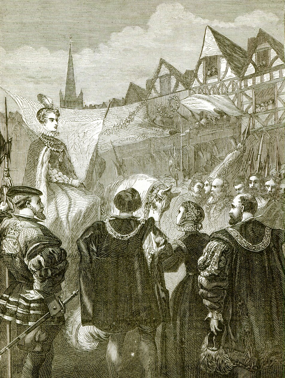 Königin Elizabeth betritt London von English School