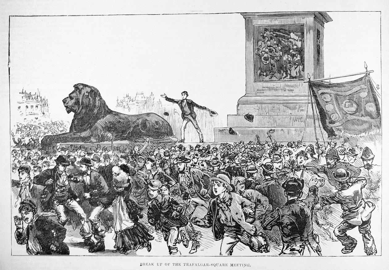 Unruhen im West End von London: Auflösung des Treffens am Trafalgar Square, aus 