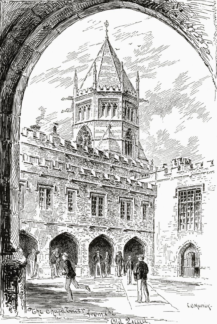 Rugby School, der Kapellenturm vom alten Hof, aus 