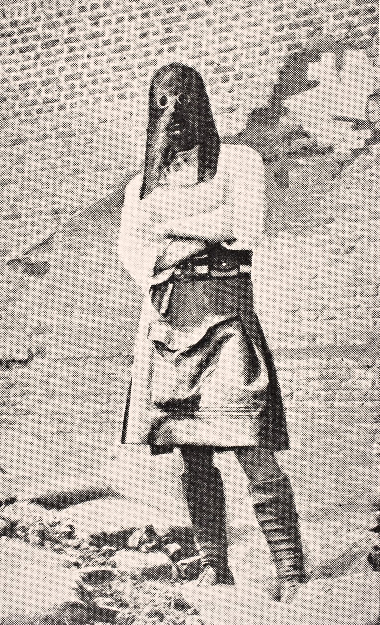 Schottischer Soldat mit Gasmaske im Jahr 1915, aus 
