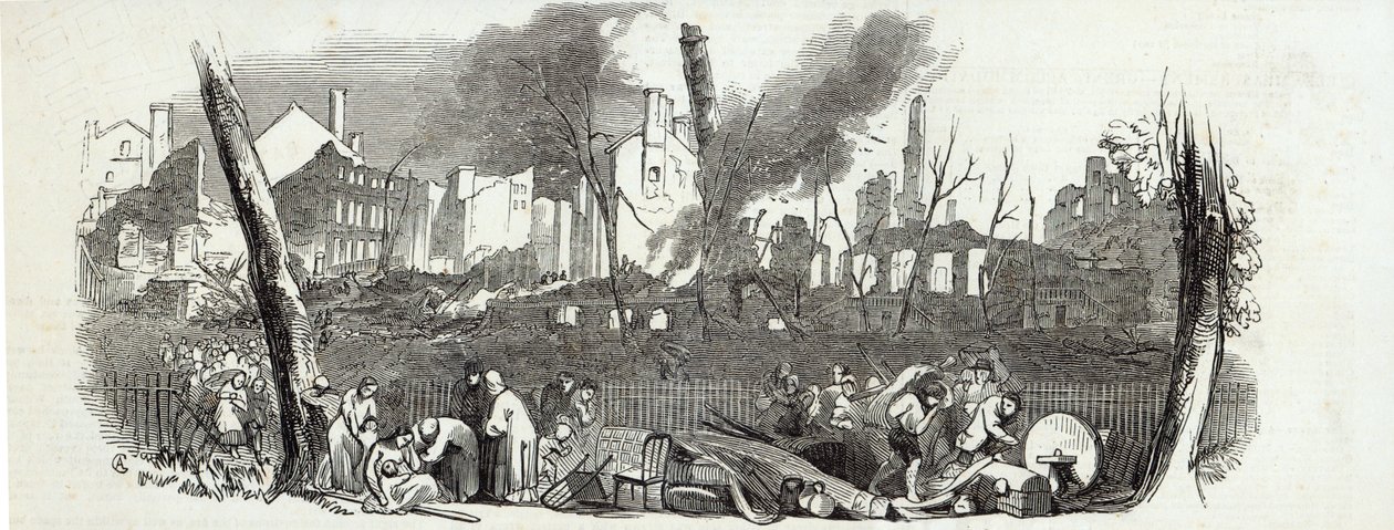 Der Bowling-green und Marketfield-street, New York, aus The Illustrated London News, 23. August 1845 von English School