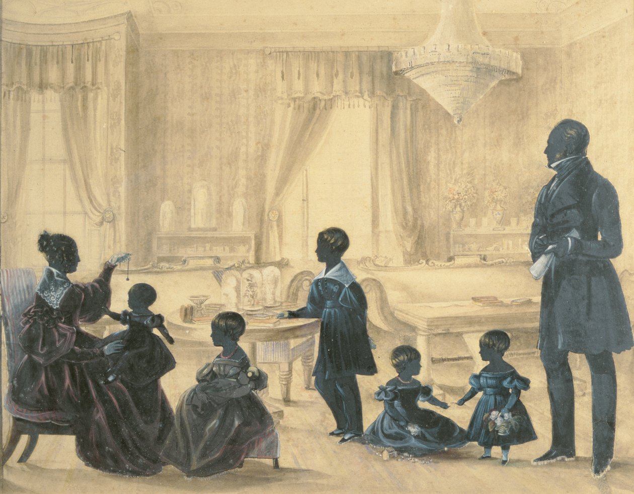 Die Familie Burrell in ihrem Haus in Durham, ca. 1820 von English School