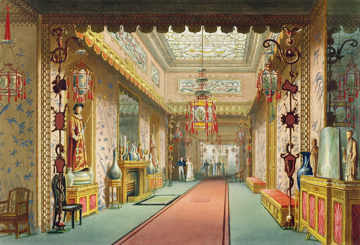 Die Chinesische Galerie, aus Ansichten des Royal Pavilion, Brighton von John Nash (1752-1835) 1826 von English School