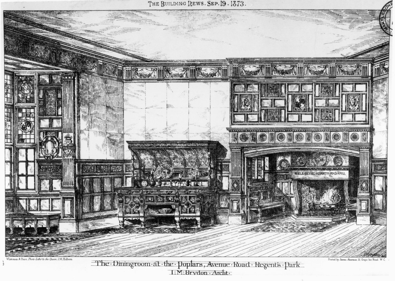 Das Esszimmer bei den Pappeln, Avenue Road, Regents Park, aus 