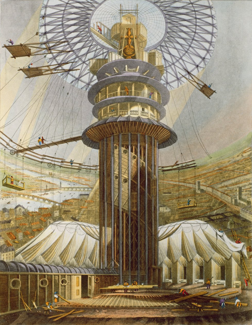 Der geometrische Aufstieg zu den Galerien im Kolosseum, Regents Park, veröffentlicht 1829 von English School