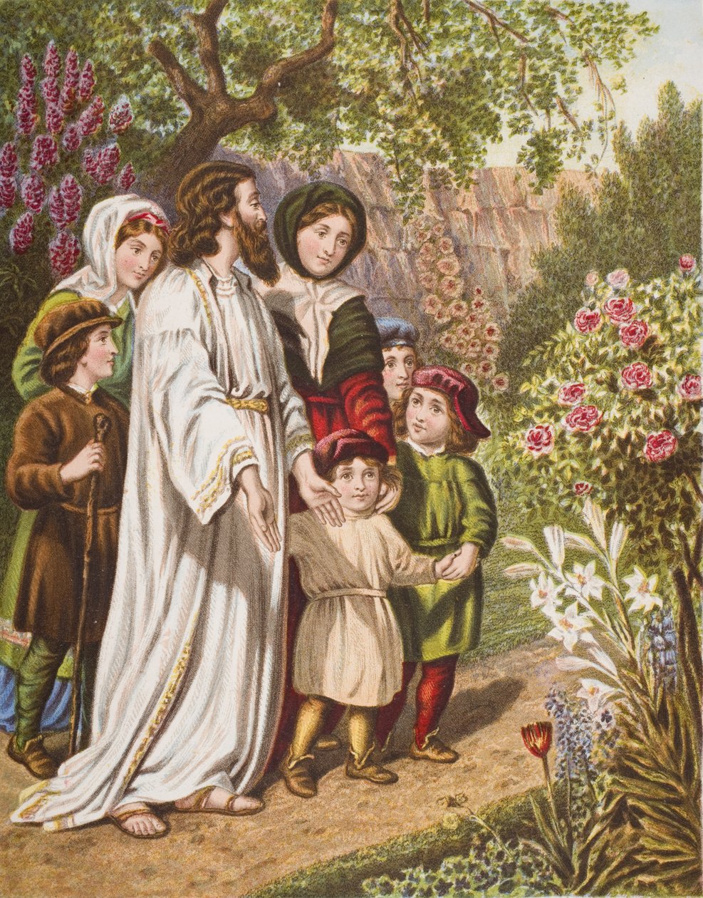 Der Dolmetscher mit den Pilgern im Garten, Illustration aus 