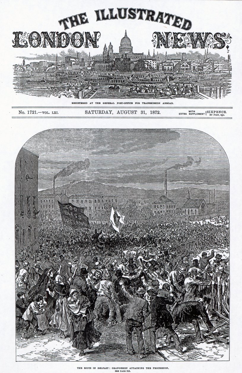Die Unruhen in Belfast: Orangemen greifen die Prozession an, Titelblatt der 