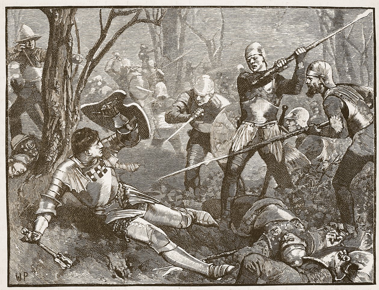 Der Tod des Königsmachers in der Schlacht von Barnet, ca. 1880, Illustration aus Cassells Illustrierter Geschichte Englands von English School