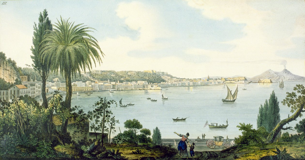 Blick auf die Bucht von Neapel und den Vesuv, Tafel III aus Sir William Hamiltons Campi Phlegraeiae von English School